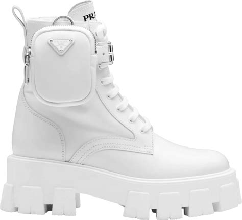 white prada boot shoes|Prada boots with pouch white.